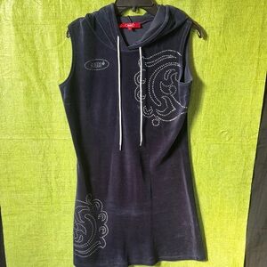 Russ Navy Sleeveless Hooded Midi Dress